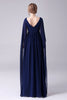 Load image into Gallery viewer, Navy A-Line V-Neck Chiffon gulvlengde mor til bruden kjole med plissert