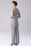 Sliver jumpsuit/buksedress skiller gulvlang chiffon mor til brudekjolen