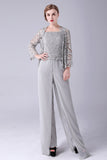 Sliver jumpsuit / buksedress skiller blonder chiffon mor til bruden kjole