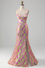 Load image into Gallery viewer, Hot Pink Sparkly Mermaid Prom kjole med Slit