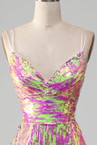 Hot Pink Sparkly Mermaid Prom kjole med Slit
