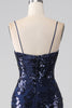 Load image into Gallery viewer, Glitrende Sequin Mermaid Spaghetti Strap Prom Kjole med Slit