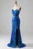 Load image into Gallery viewer, Royal Blue Mermaid Sparkly Prom Dress med Slit
