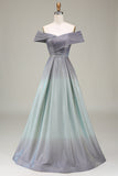 Sparkly av skulderen En linje Princess Prom kjole med plissert
