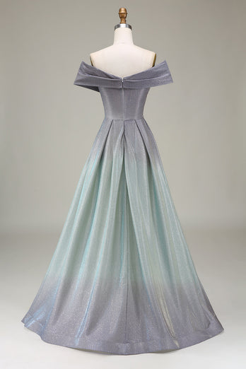 Sparkly av skulderen En linje Princess Prom kjole med plissert