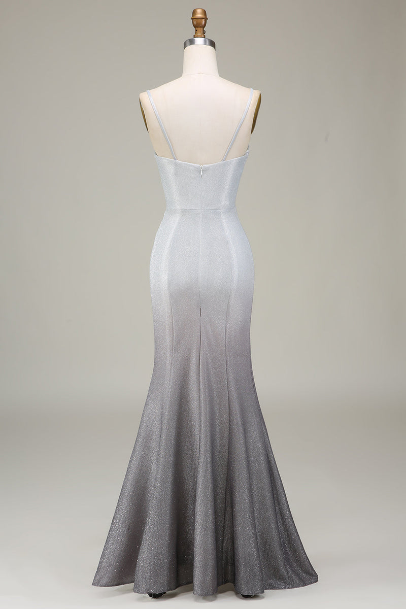 Load image into Gallery viewer, Grey Mermaid Sparkly Prom Dress med plissert