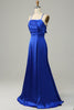 Load image into Gallery viewer, Royal Blue Halter En linje Lang brudepike kjole