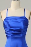 Royal Blue Halter En linje Lang brudepike kjole