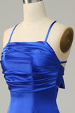 Royal Blue Halter En linje Lang brudepike kjole