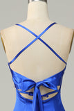 Royal Blue Halter En linje Lang brudepike kjole