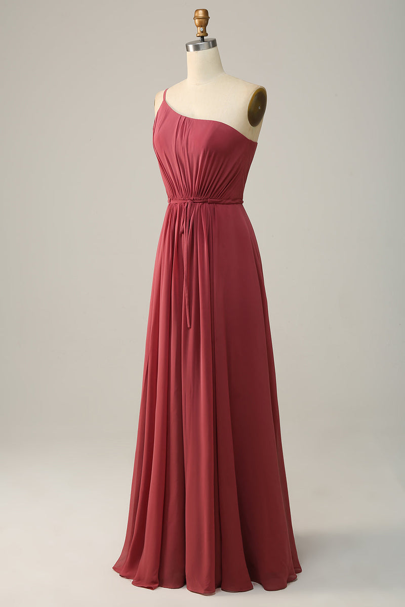 Load image into Gallery viewer, En skulder Desert Rose En linje Lang brudepike kjole