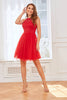 Load image into Gallery viewer, rød blonder kort cocktail fest kjole