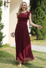 Load image into Gallery viewer, burgunder blonder chiffon brudepike kjole