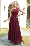 Burgund cap ermer chiffon brudepike kjole