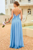 Load image into Gallery viewer, ruffle blå brudepike kjole med blonder