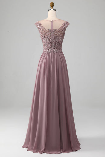 A-Line Beaded Blush Prom kjole