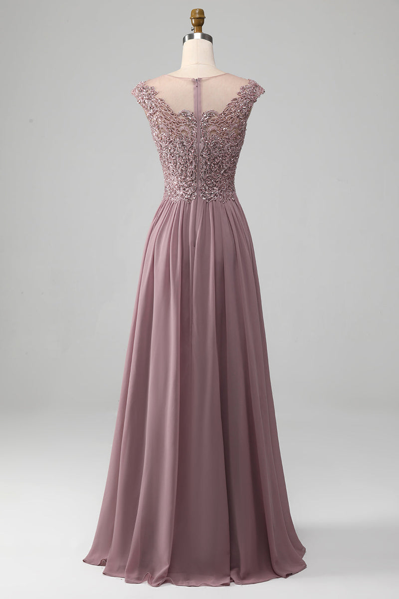 Load image into Gallery viewer, A-Line Beaded Blush Prom kjole