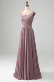 A-Line Beaded Blush Prom kjole