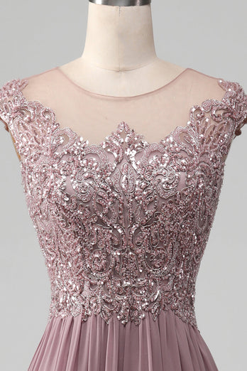 A-Line Beaded Blush Prom kjole