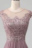 A-Line Beaded Blush Prom kjole