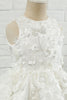 Load image into Gallery viewer, hvit applique ermeløs blomst jente kjole