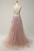 Load image into Gallery viewer, A Line Spaghetti stropper Blush Long Prom kjole med Appliques