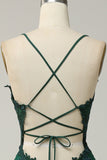 A Line Spaghetti Straps Dark Green Long Prom kjole med Criss Cross Back