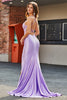 Load image into Gallery viewer, Lilac Mermaid V Neck Open Back Beaded Appliques Prom kjoler med spalt