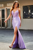 Load image into Gallery viewer, Lilac Mermaid V Neck Open Back Beaded Appliques Prom kjoler med spalt