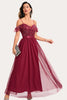 Load image into Gallery viewer, Burgund Beaded A-Line Long Prom Dress