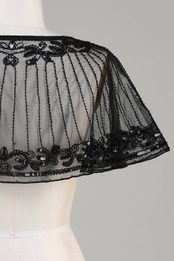 Black Beaded Glitter 1920-tallet kappe for kvinner
