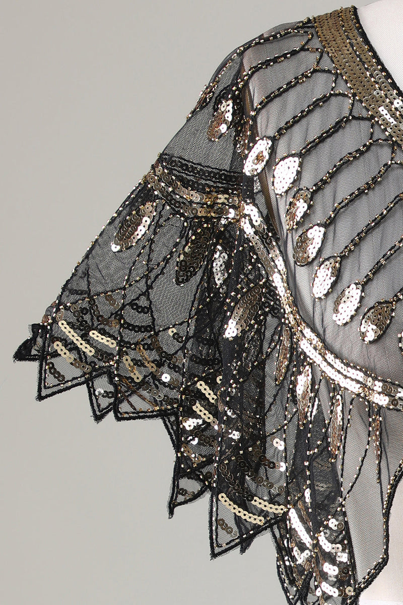 Load image into Gallery viewer, Glitter Black Sequins 1920-tallet Kappe med perler