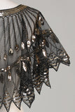 Glitter Black Sequins 1920-tallet Kappe med perler