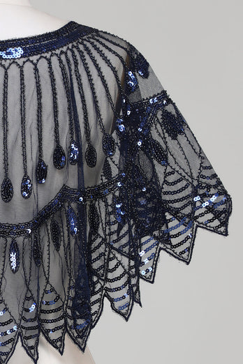 Glitter Black Sequins 1920-tallet Kappe med perler