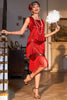 Load image into Gallery viewer, Red Fringed Brølende 20s paljetter kjole