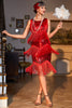 Load image into Gallery viewer, Red Fringed Brølende 20s paljetter kjole