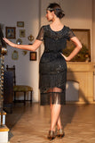 Black Beaded Gatsby frynset flapper kjole