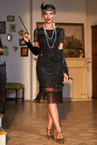 Black Beaded Gatsby frynset flapper kjole