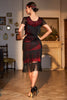 Load image into Gallery viewer, Black Beaded Gatsby frynset flapper kjole