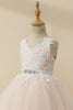 Load image into Gallery viewer, champagne beaded tulle blomst jente kjole