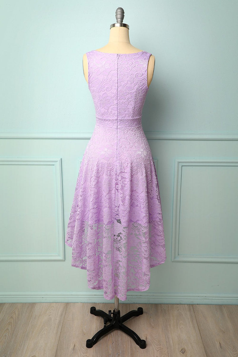 Load image into Gallery viewer, høy lav burgunder blonder pluss størrelse kjole