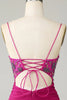 Load image into Gallery viewer, Stilig Bodycon Spaghetti stropper Fuchsia Kort Homecoming kjole med Beaded