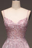 Load image into Gallery viewer, Glitter Spaghetti stropper Blush Prom kjole med perler