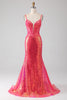 Load image into Gallery viewer, Sparkly Mermaid Fuchsia Prom kjole med paljetter
