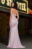 Trendy Mermaid Spaghetti stropper Blush Long Prom Kjole med Beading