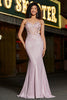 Load image into Gallery viewer, Trendy Mermaid Spaghetti stropper Blush Long Prom Kjole med Beading