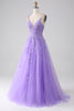 Load image into Gallery viewer, Lilac A-Line Spaghetti stropper Long Prom Kjole med Appliques