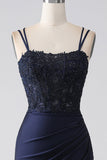 Mermaid Beaded Navy Prom kjole med Ruffles