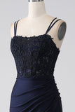 Mermaid Beaded Navy Prom kjole med Ruffles