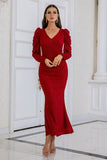 Burgunder Havfrue Prom Kjole med Ruffles